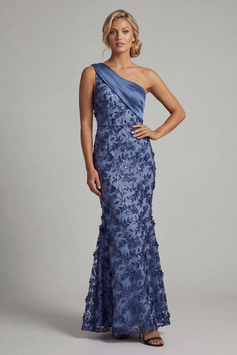 Sparkly Navy Mermaid One Shoulder Long Mother of the Bride Dress with Sequins sold by Zapaka