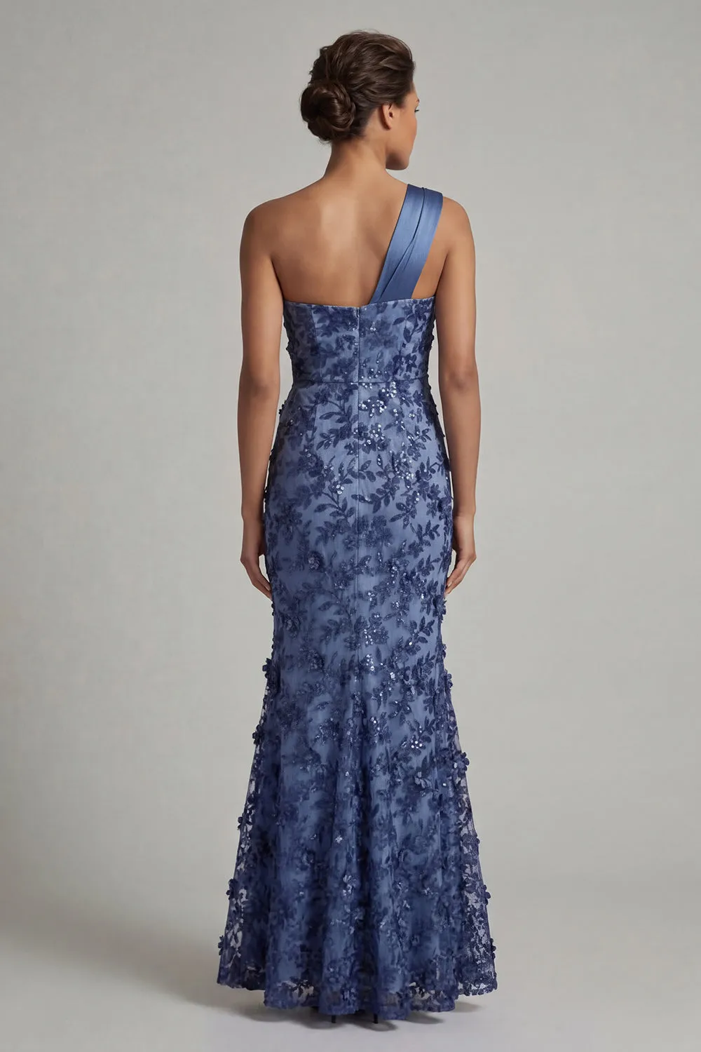 Sparkly Navy Mermaid One Shoulder Long Mother of the Bride Dress with Sequins sold by Zapaka product image thumbnail 2