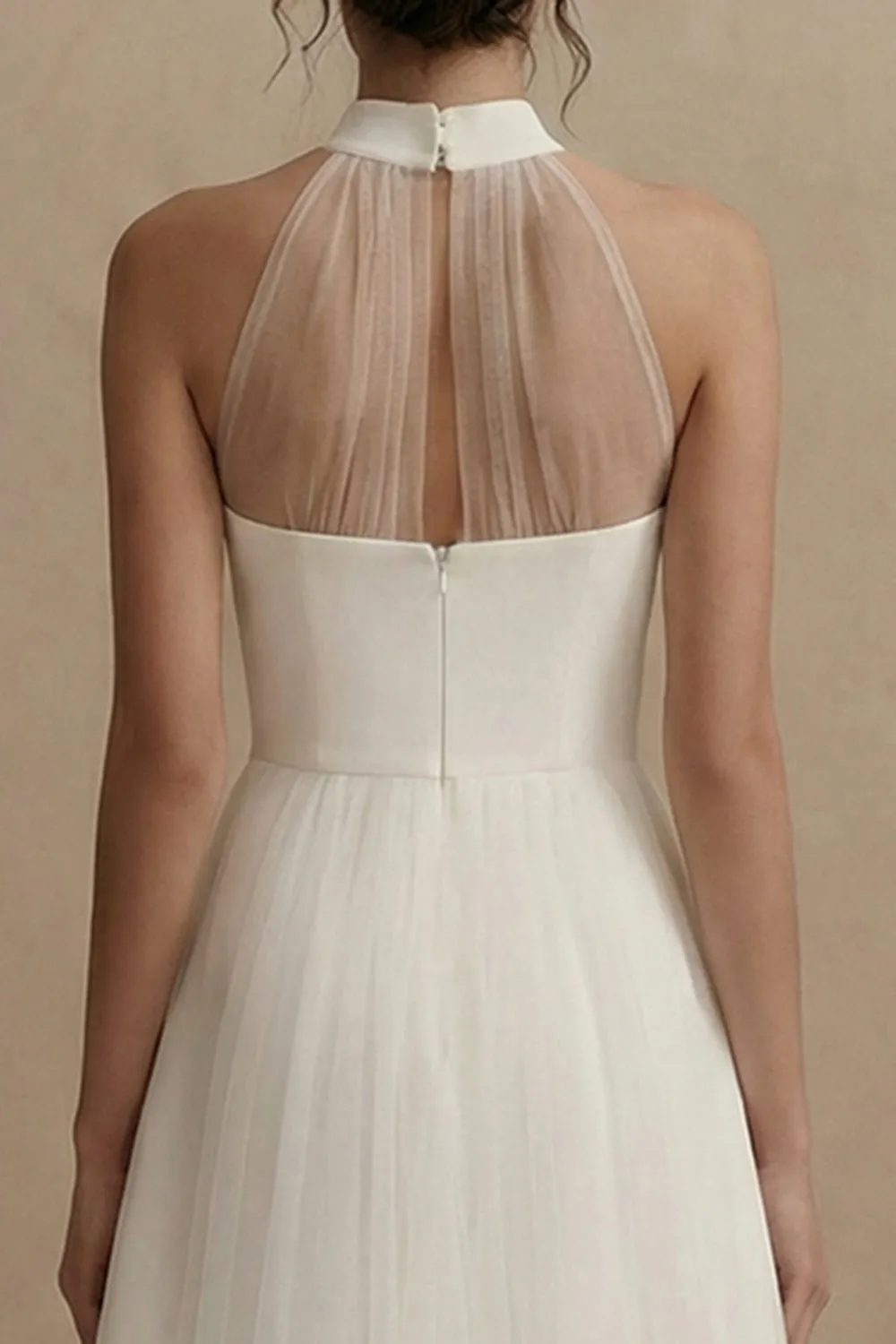 White Halter A-Line Mini Graduation Dress sold by Zapaka product image thumbnail 4