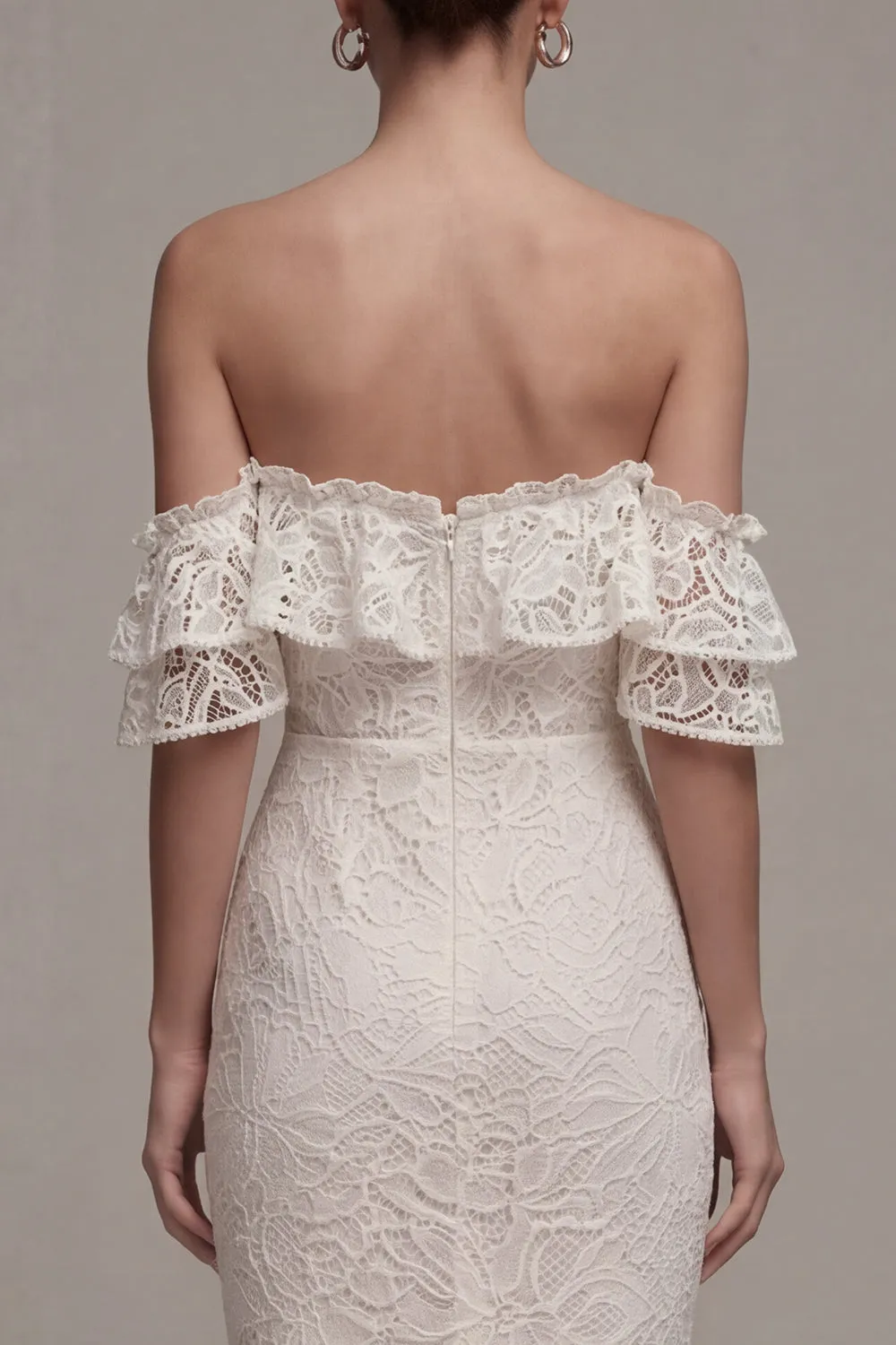 Off the Shoulder Lace Boho High-Low Engagement Dress with Ruffles sold by Zapaka product image thumbnail 4