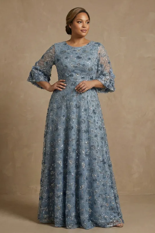 Sparkly A Line Twilight Beaded Sequin Plus Size Mother Of The Bride Dress made by Zapaka