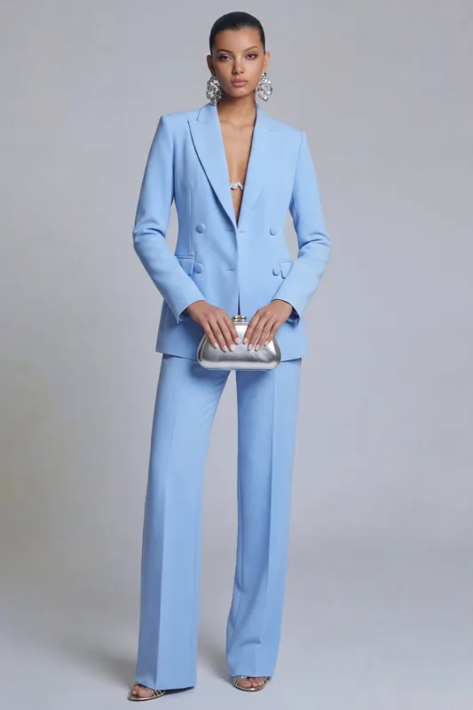 Blue 2 Piece Peak Lapel Double Breasted Slim Fit Prom Suits sold by Zapaka