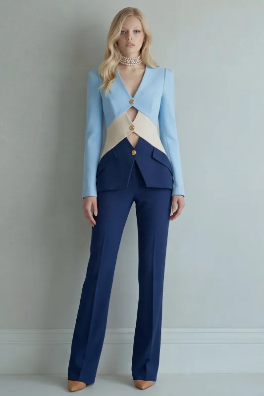 Blue Navy Patchwork Single Breasted 2 Piece Slim Fit Prom Suits sold by Zapaka