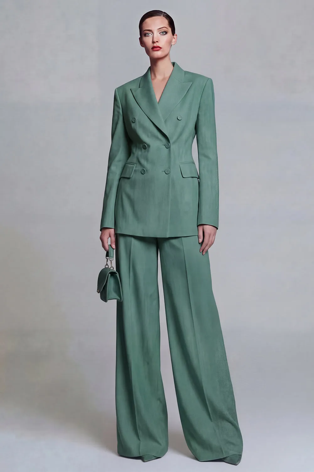 Blue 2 Piece Wide Leg Double Breasted Peak Lapel Prom Suits sold by Zapaka product image thumbnail 5