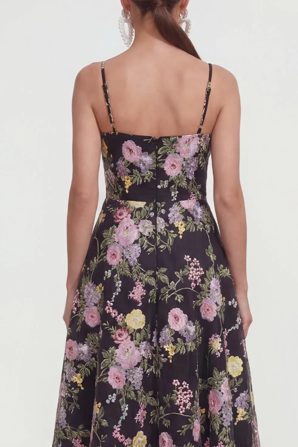 A Line Spaghetti Straps Midi Printed Multi Floral Dress sold by Zapaka product image thumbnail 4