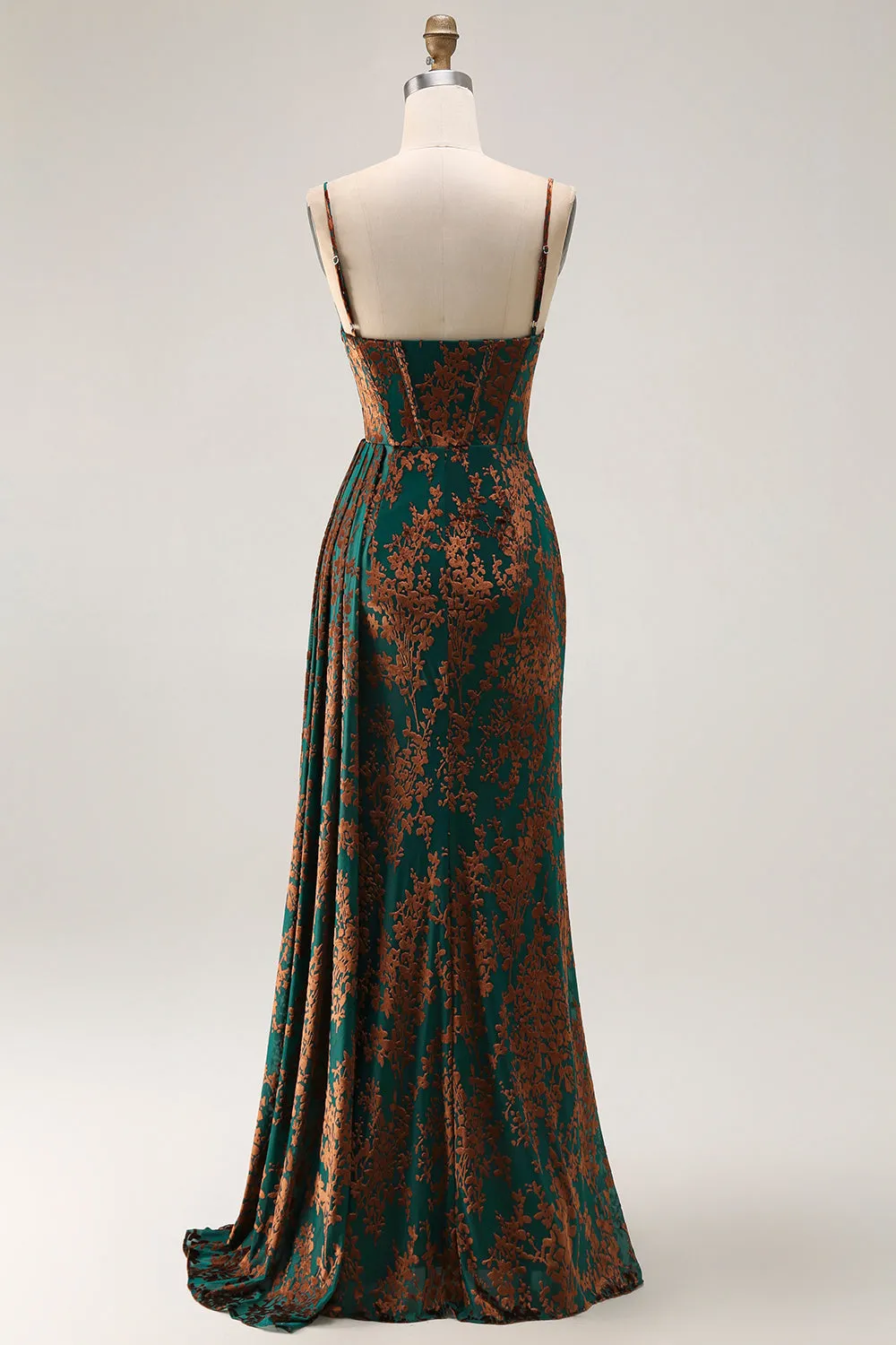 Dark Green Mermaid Corset Ruched Velvet Choir Dress with Slit sold by Zapaka product image thumbnail 3