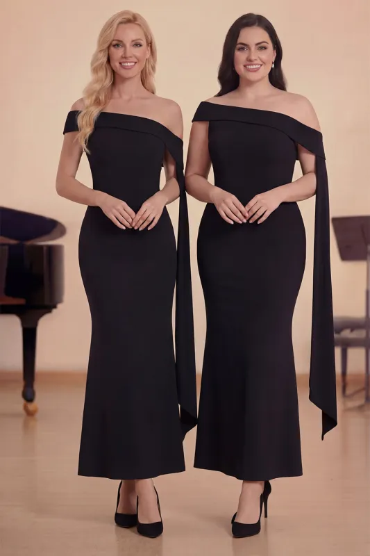 Black One Shoulder Sheath Choir Dress made by Zapaka