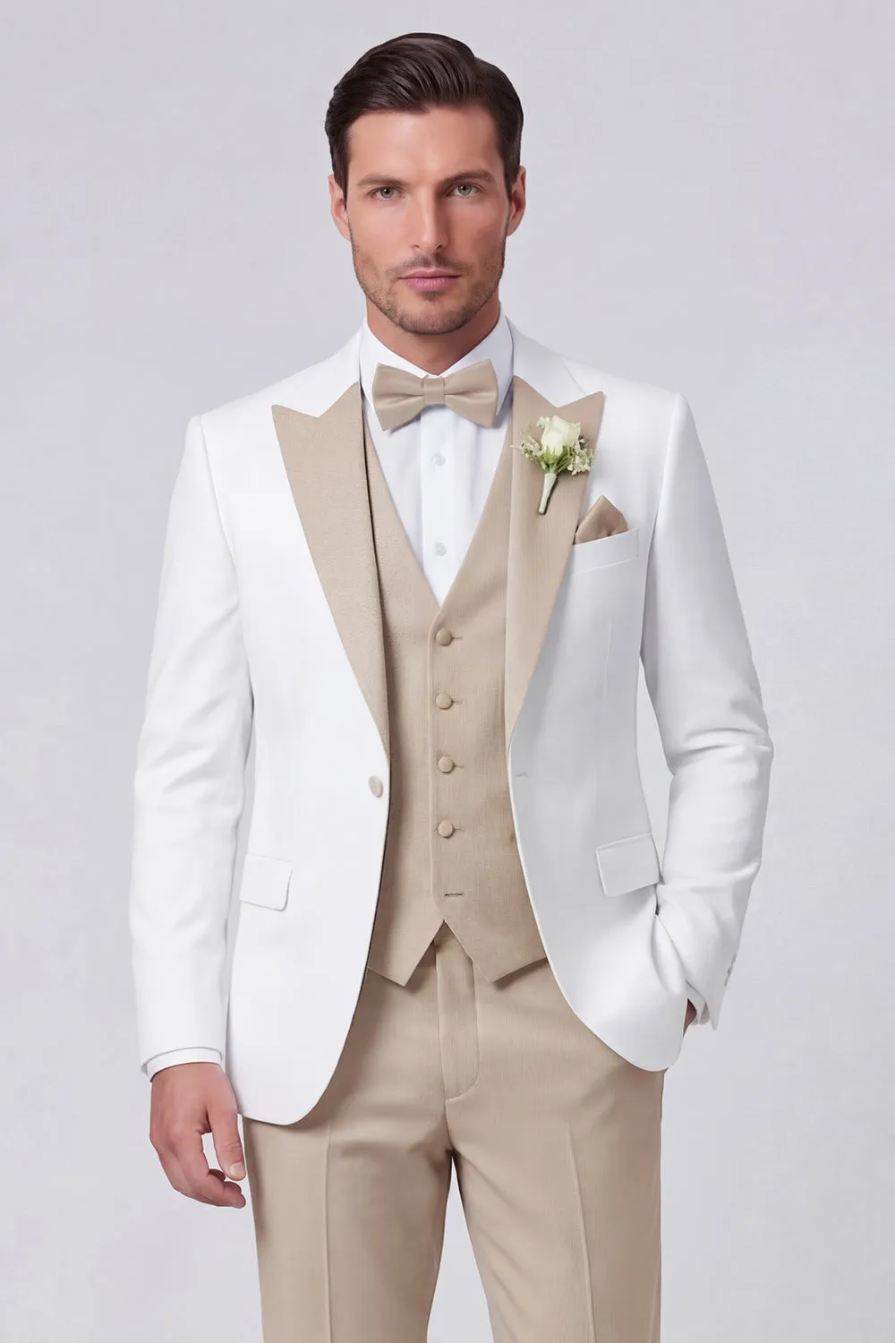3 Piece Black One Button Peak Lapel Men's Prom Suits sold by Zapaka product image thumbnail 5