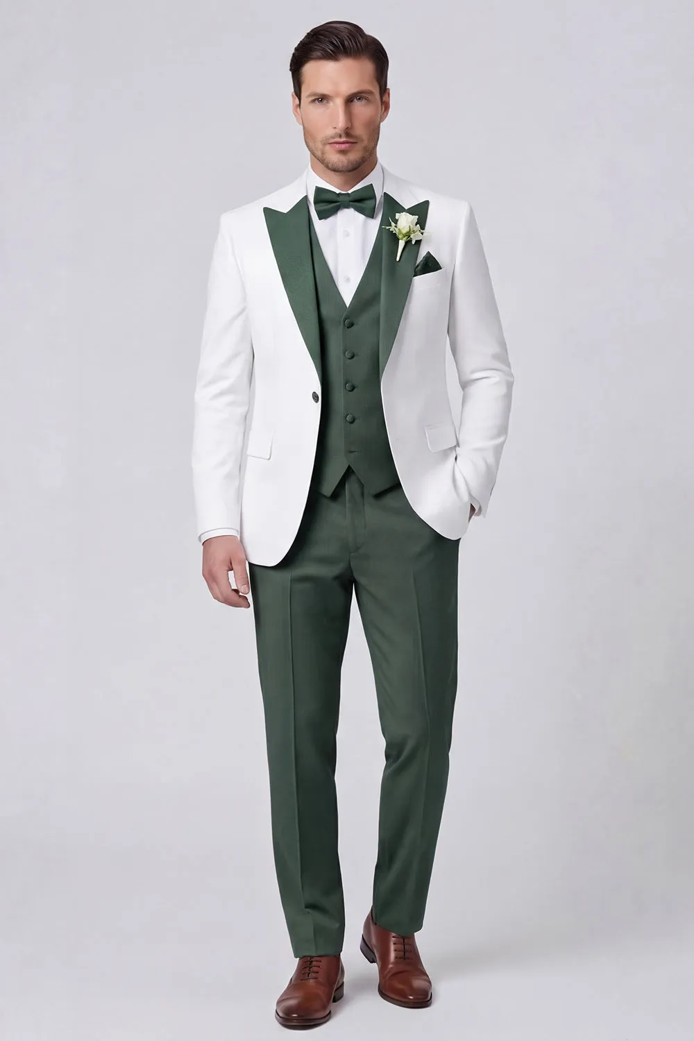 3 Piece Black One Button Peak Lapel Men's Prom Suits sold by Zapaka product image thumbnail 2