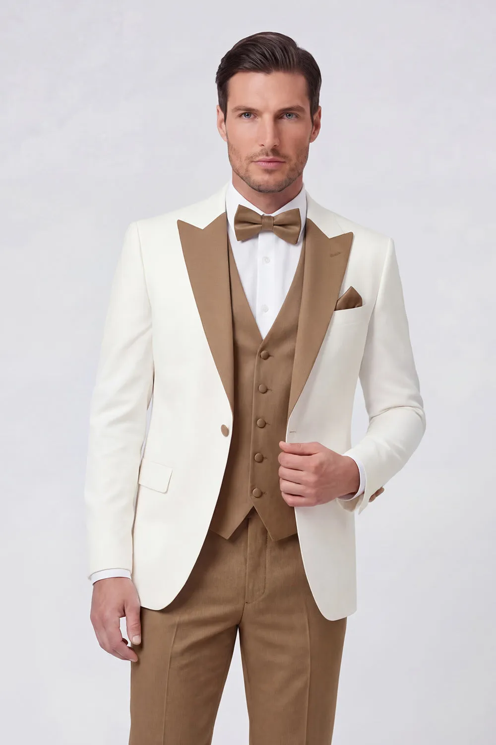 3 Piece Black One Button Peak Lapel Men's Prom Suits sold by Zapaka product image thumbnail 3