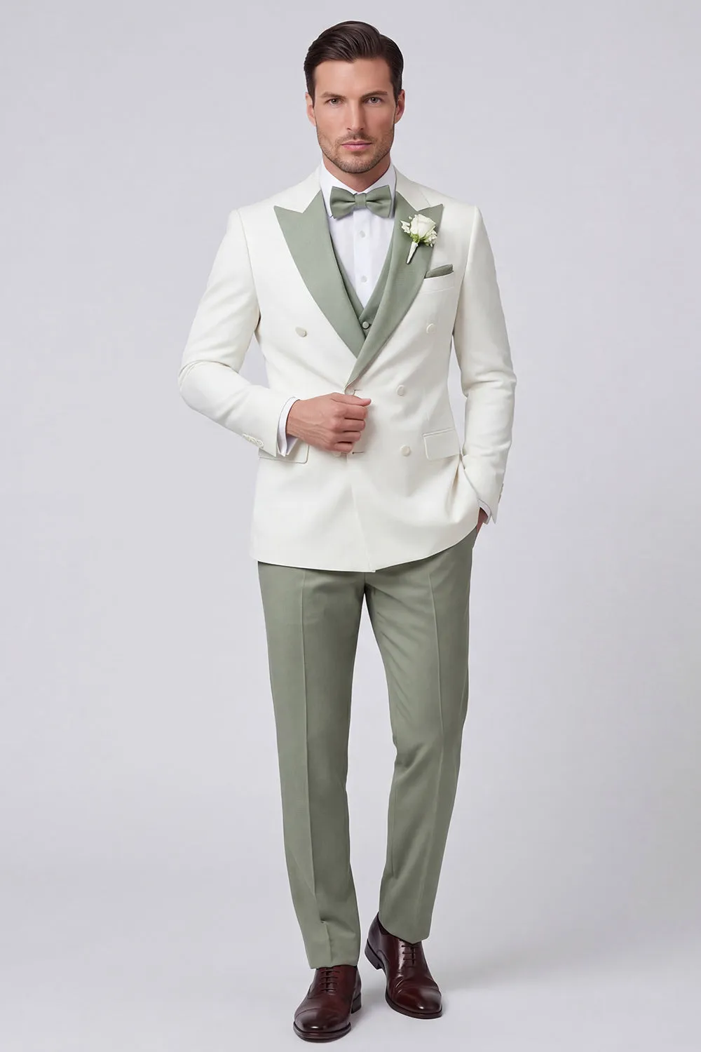 3 Piece Black Double Breasted Peak Lapel Men's Prom Suits sold by Zapaka product image thumbnail 3