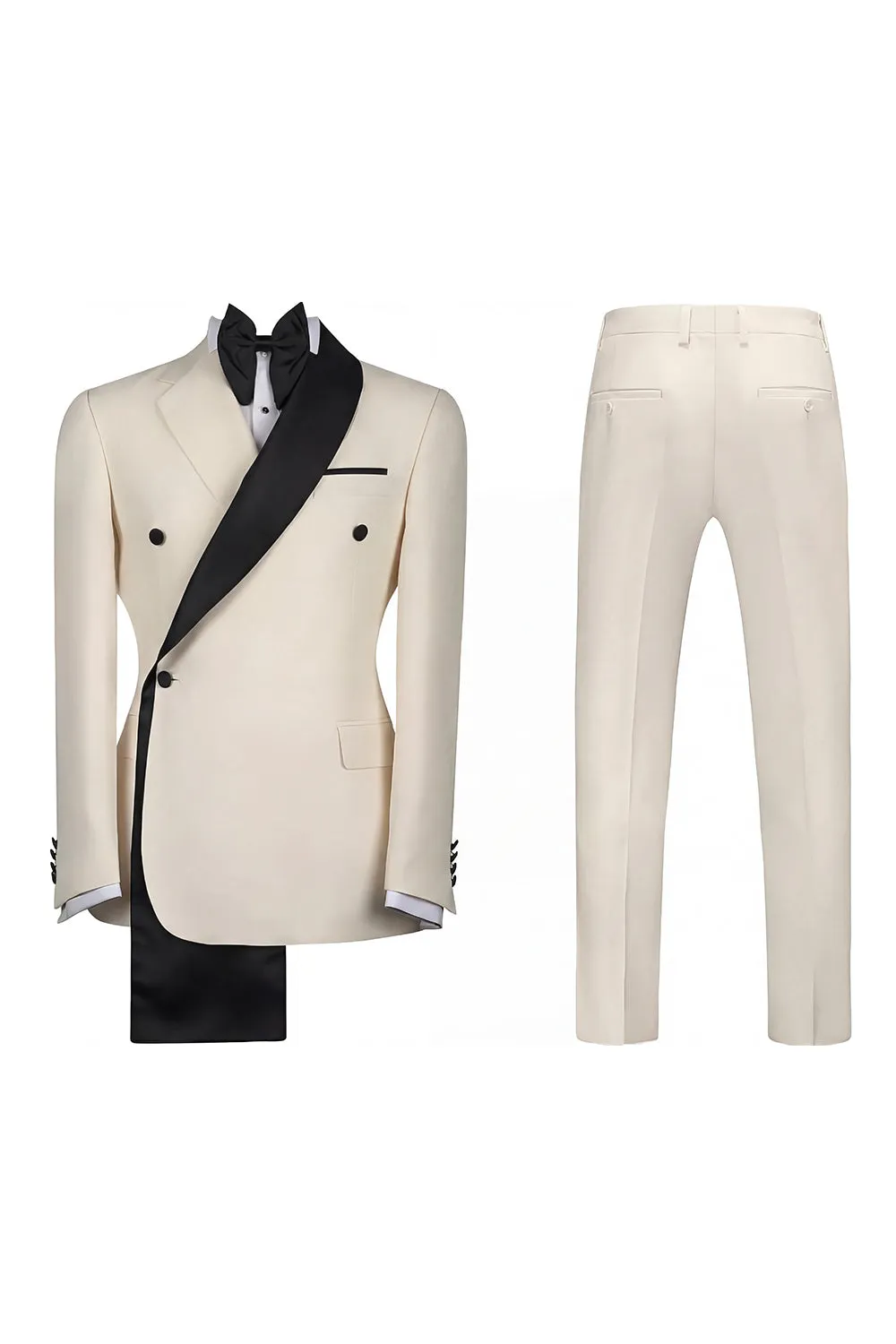 Black 2 Piece One Button Notch Lapel Men's Prom Suits sold by Zapaka product image thumbnail 5