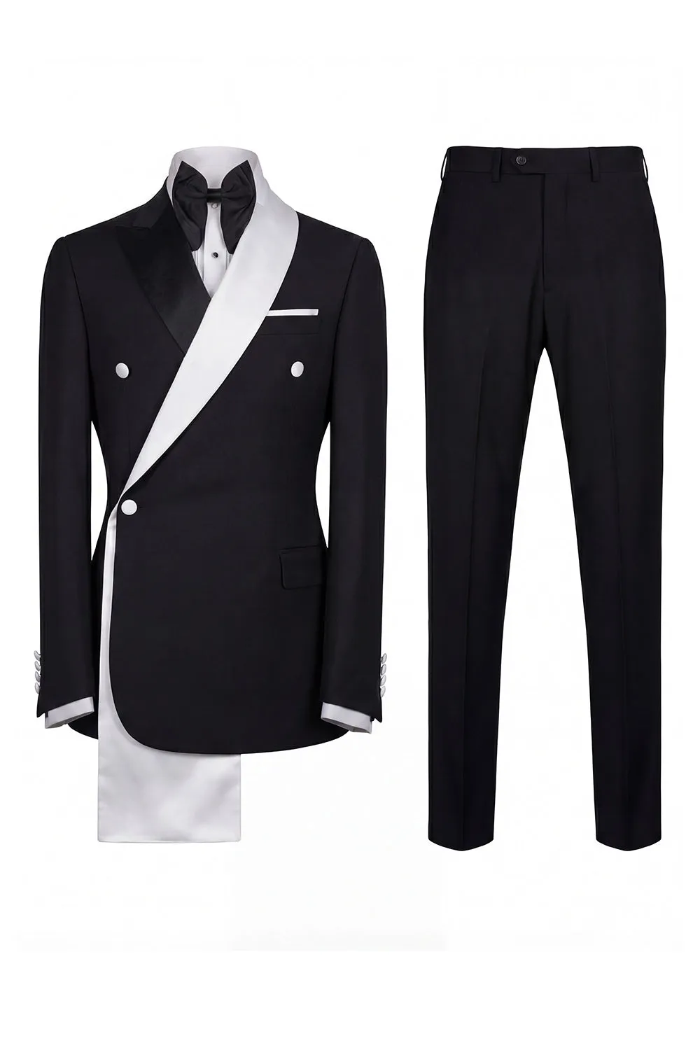 Black 2 Piece One Button Notch Lapel Men's Prom Suits sold by Zapaka product image thumbnail 2