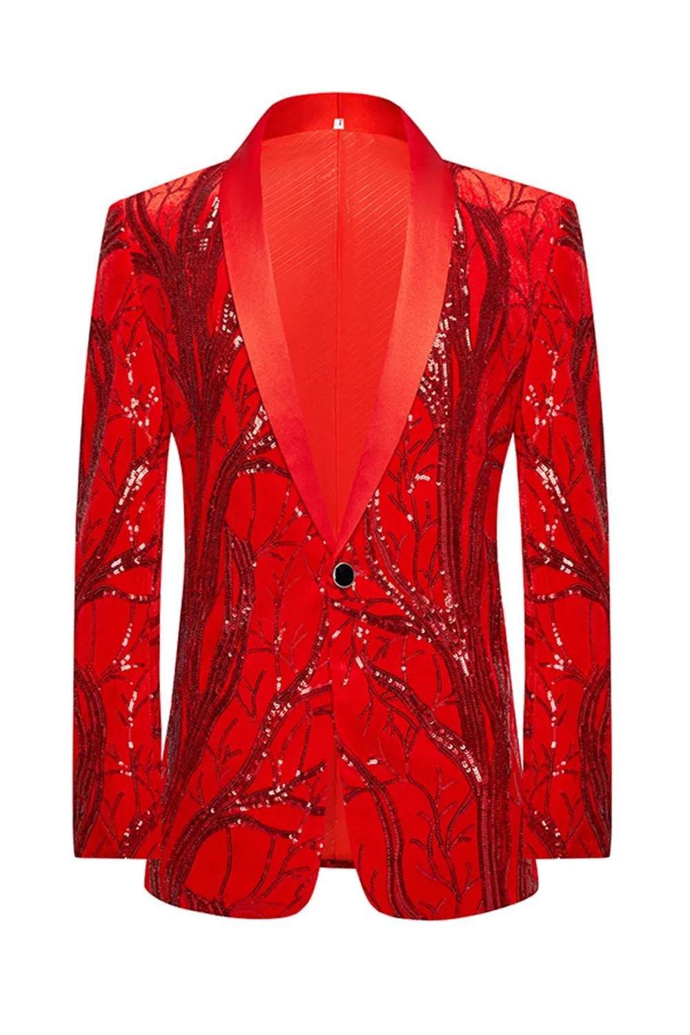 Gold Shawl Lapel One Button Sequined Men's Blazer sold by Zapaka product image thumbnail 3