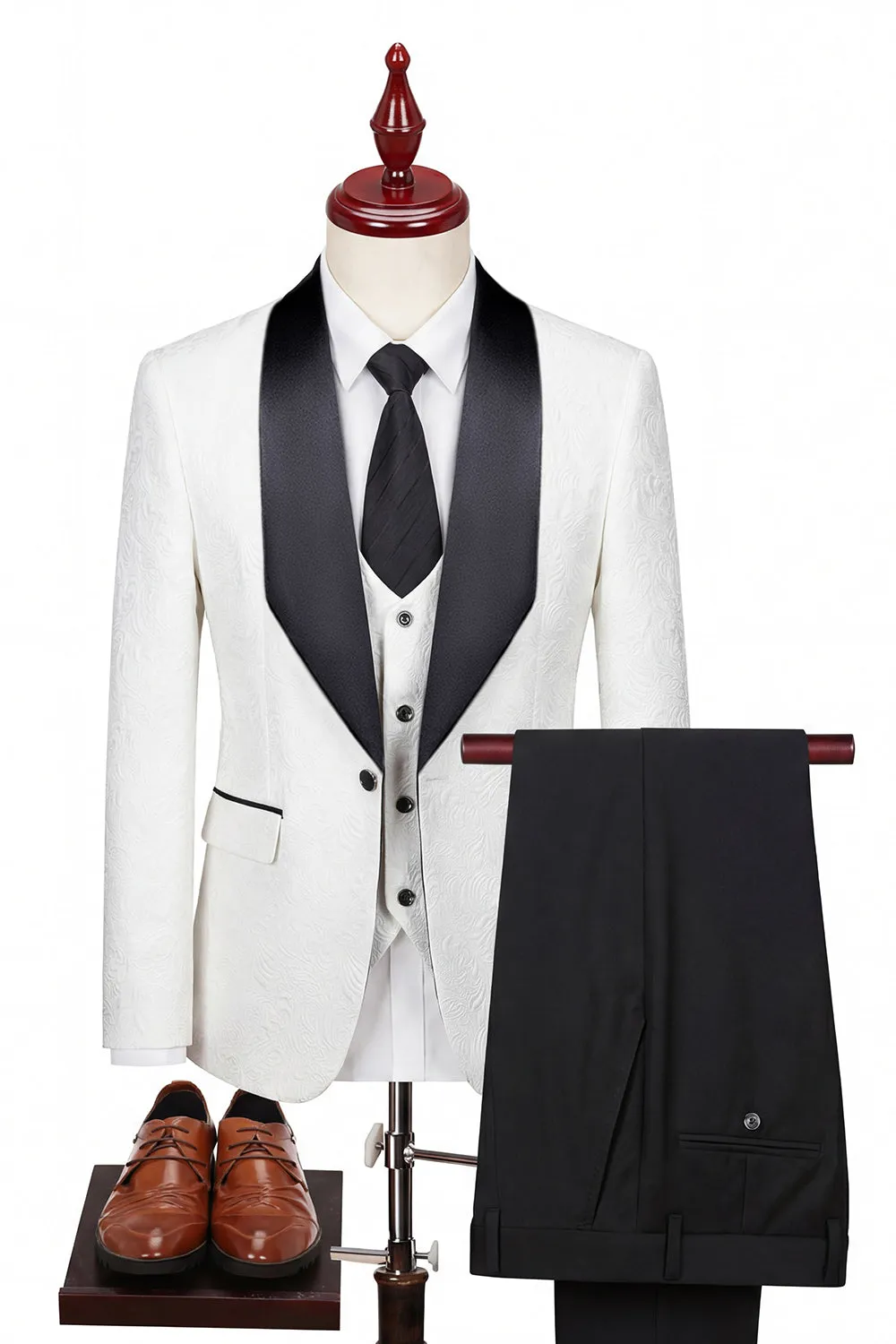 Light Pink Shawl Lapel One Button 3-Piece Men's Wedding Suits sold by Zapaka product image thumbnail 5