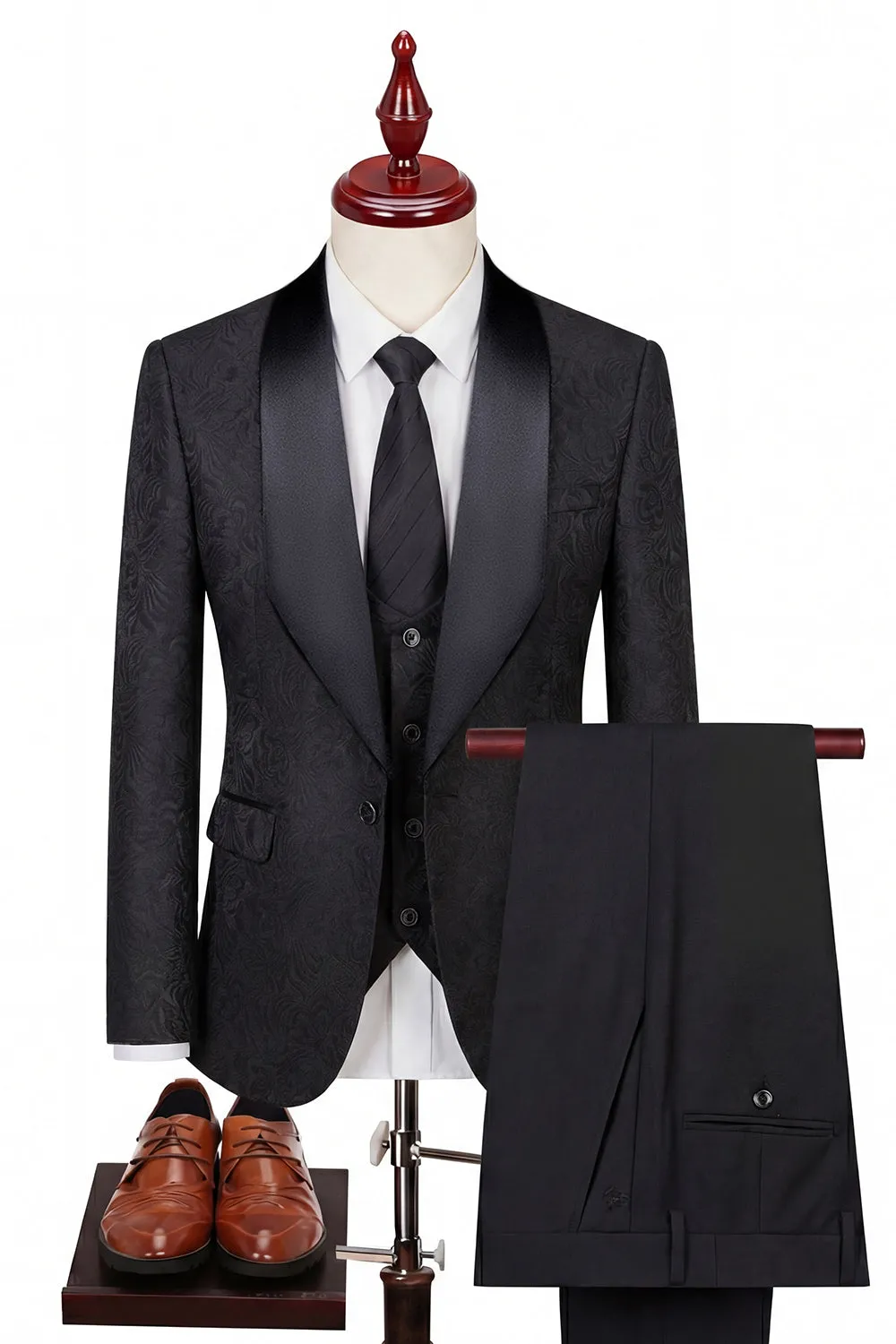 Light Pink Shawl Lapel One Button 3-Piece Men's Wedding Suits sold by Zapaka product image thumbnail 3