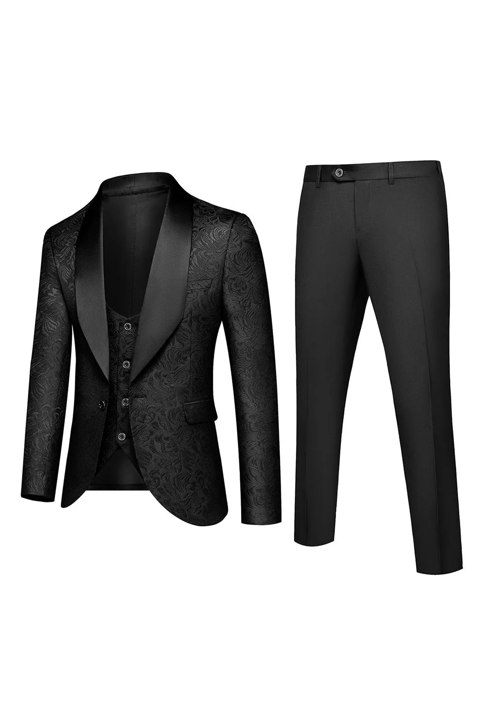 Light Pink Shawl Lapel One Button 3-Piece Men's Wedding Suits sold by Zapaka product image thumbnail 4