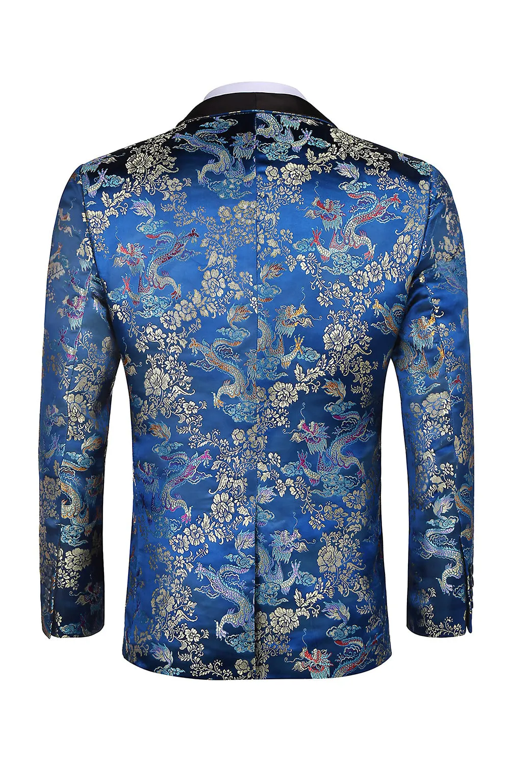 Blue 2-piece Shawl Lapel One Button Jacquard Men's Prom Suits sold by Zapaka product image thumbnail 2