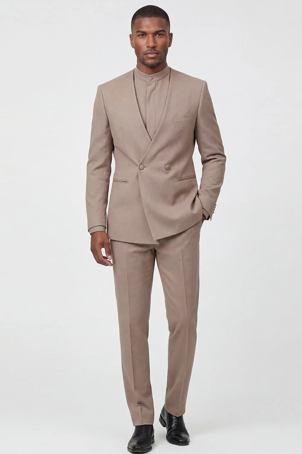 Beige Double Breasted 2-piece Men's Formal Suits sold by Zapaka