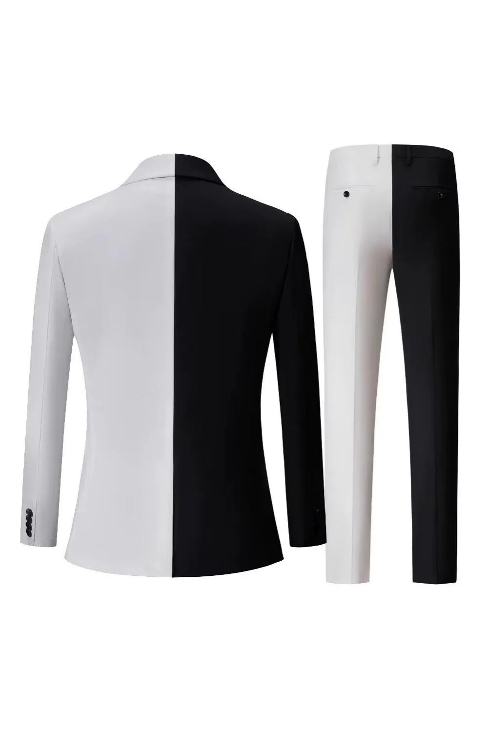 Black and White Notched Lapel Single Breasted Men's Formal Suits sold by Zapaka product image thumbnail 3