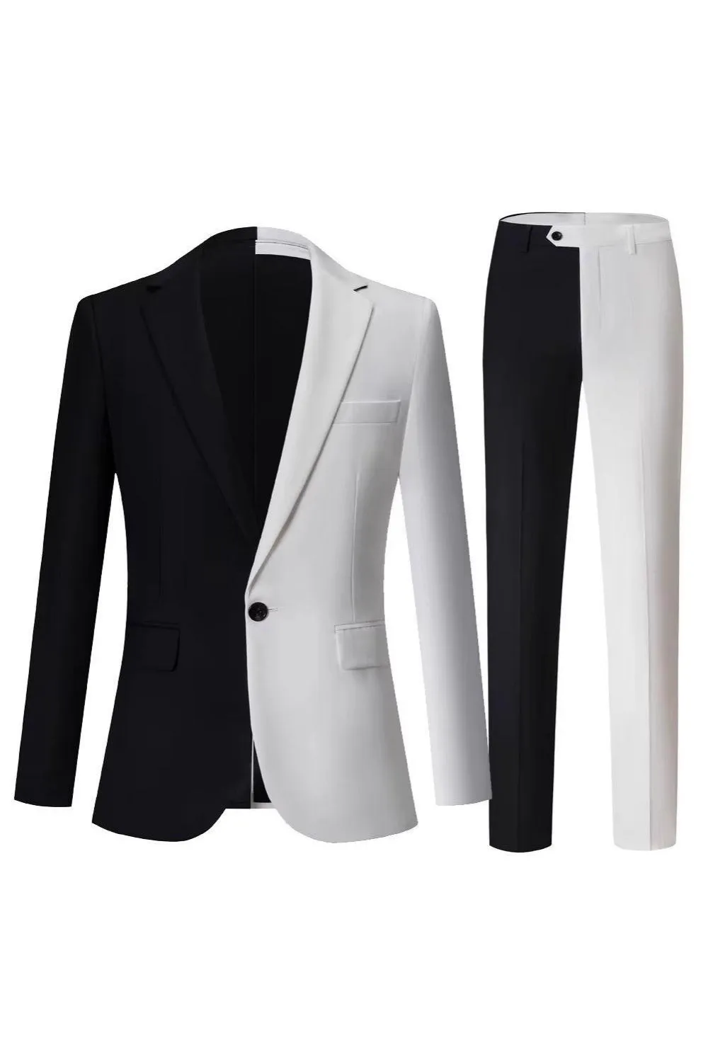 Black and White Notched Lapel Single Breasted Men's Formal Suits sold by Zapaka product image thumbnail 2
