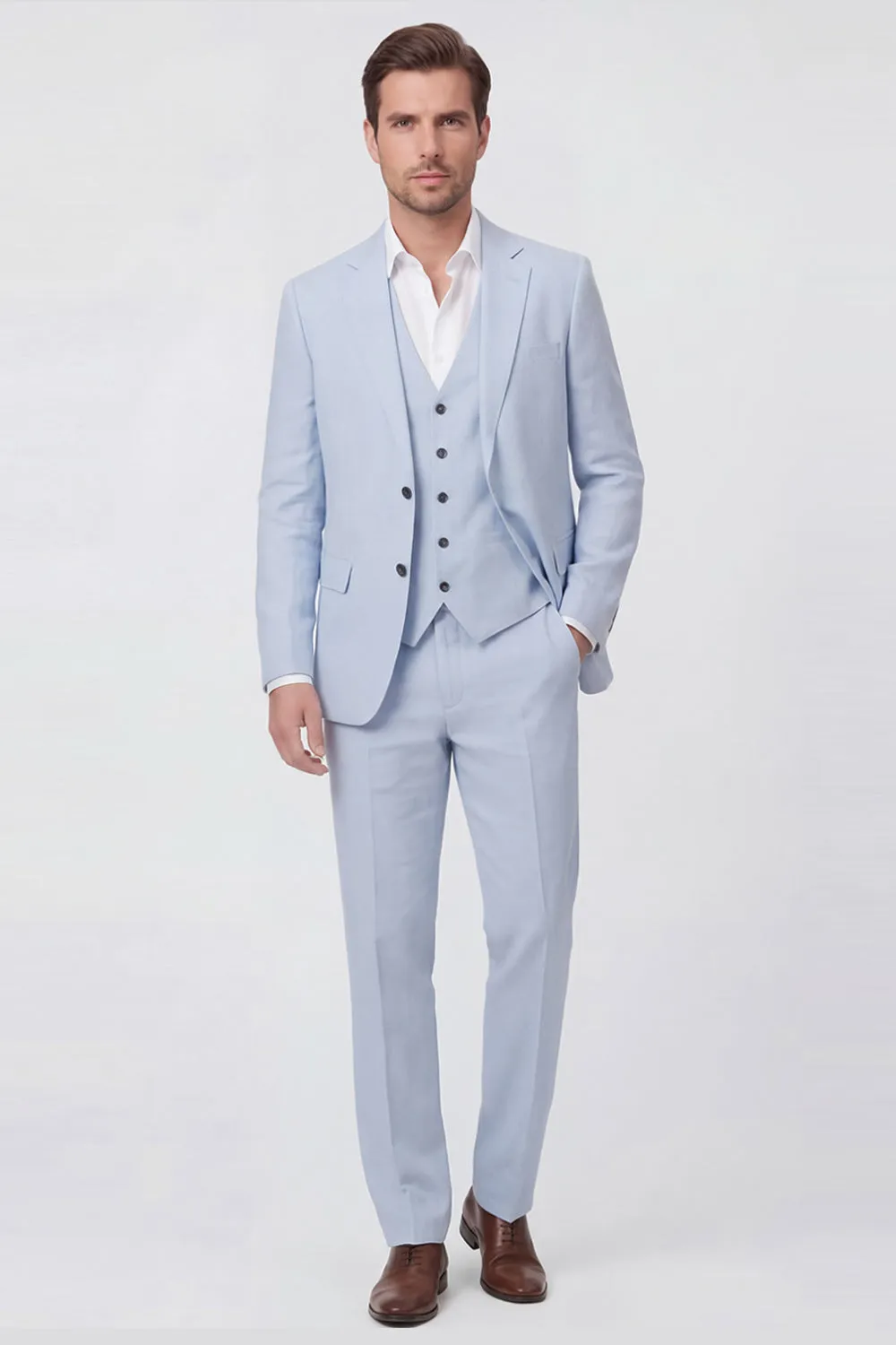 Blue Notched Lapel Single Breasted Men's Wedding Suits sold by Zapaka product image thumbnail 2