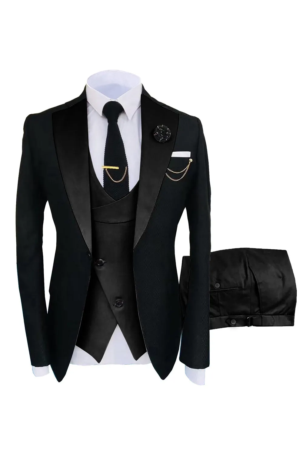 Dark Green Peaked Lapel One Button 3-Piece Men's Formal Suits sold by Zapaka product image thumbnail 5