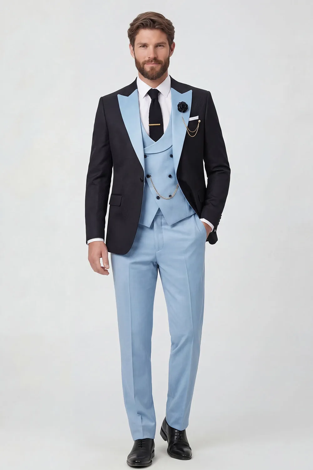 Dark Green Peaked Lapel One Button 3-Piece Men's Formal Suits sold by Zapaka product image thumbnail 3