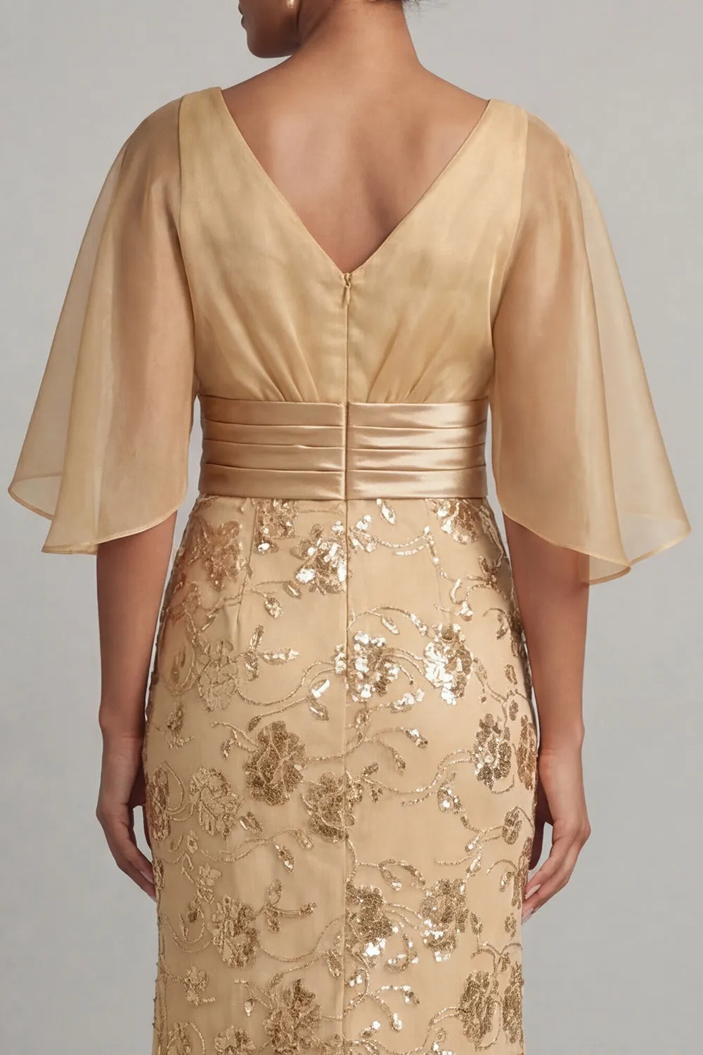 Mermaid Champagne Sequin Half Sleeve Mother Of the Bride Dress sold by Zapaka product image thumbnail 4