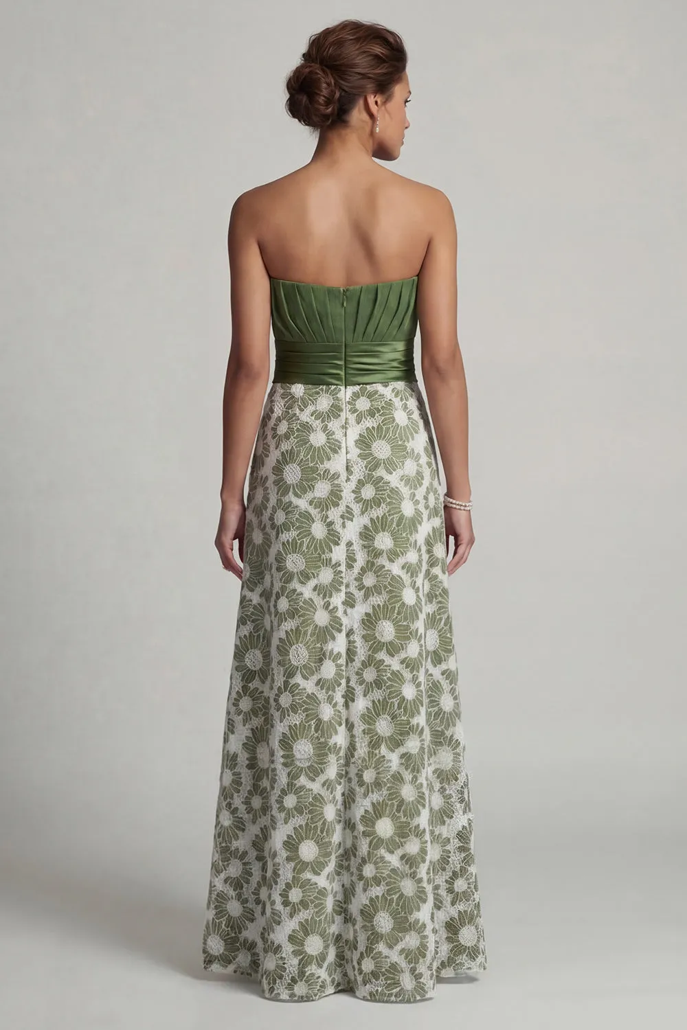 Strapless A Line Green Floral Mother Of Bride Dress sold by Zapaka product image thumbnail 2