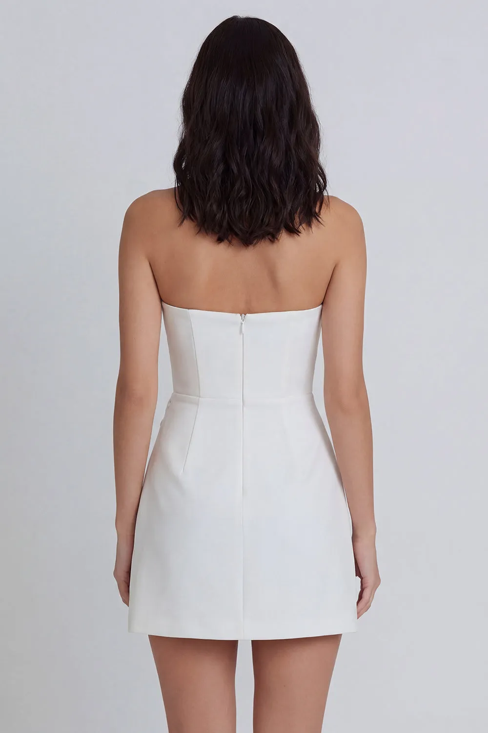 A-Line Strapless Ruched Little White Dress sold by Zapaka product image thumbnail 2