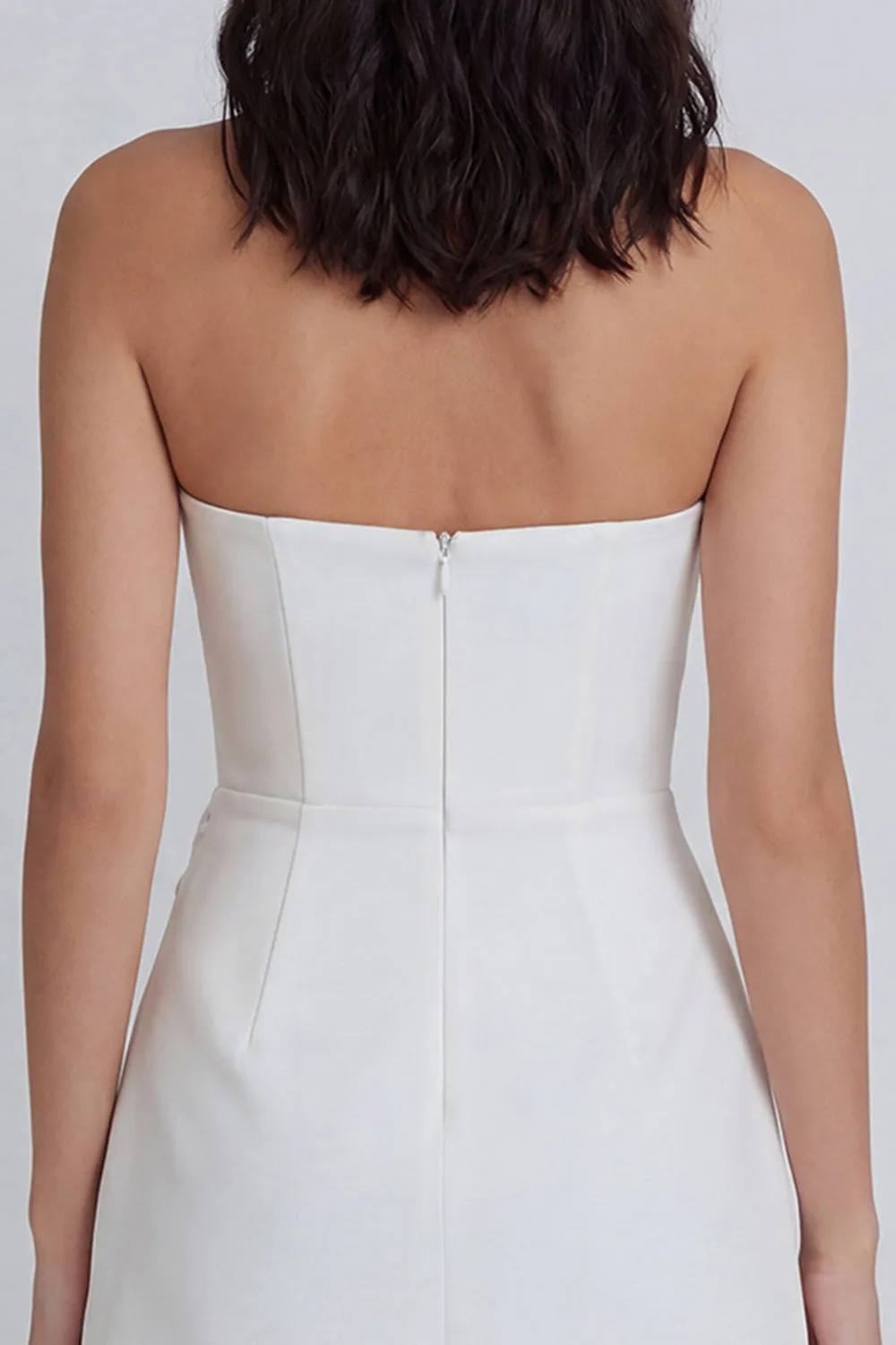 A-Line Strapless Ruched Little White Dress sold by Zapaka product image thumbnail 4