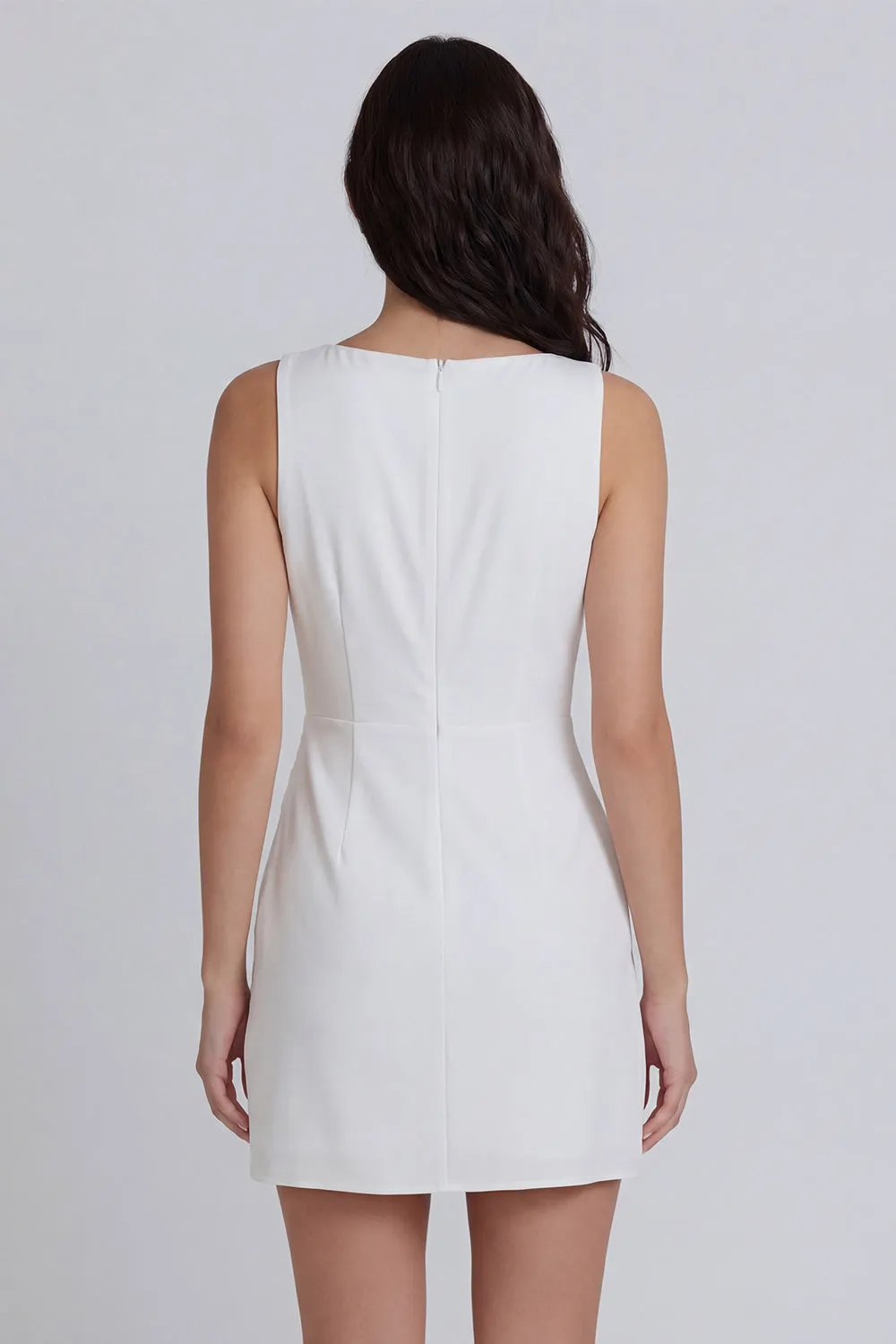 Ivory Bodycon Round Neck Ruched Mini Dress sold by Zapaka product image thumbnail 2