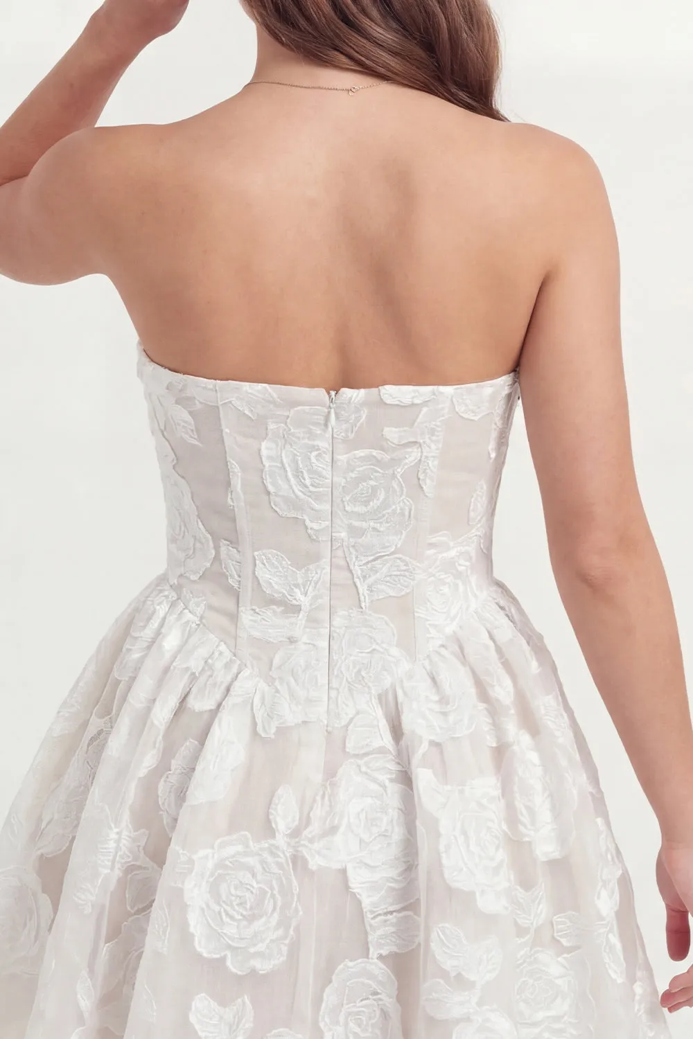 Strapless White Appliqued Corset A Line Mini Dress sold by Zapaka product image thumbnail 4