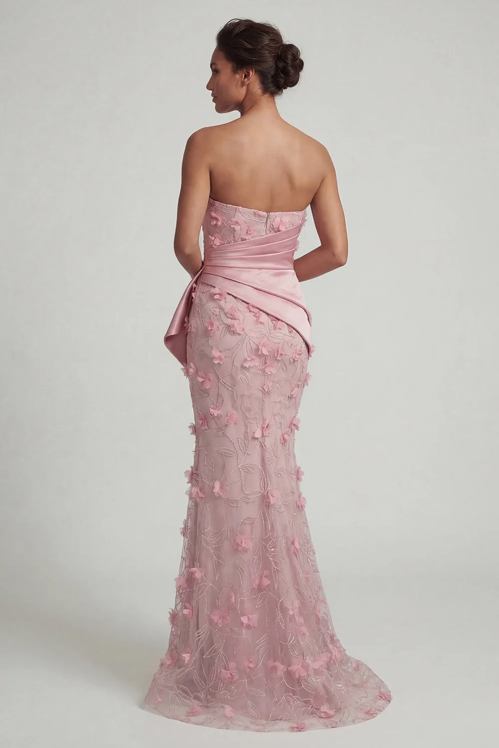 Strapless Pink Mermaid Floral Mother of the Bride Dress with Detachable Cape sold by Zapaka product image thumbnail 5