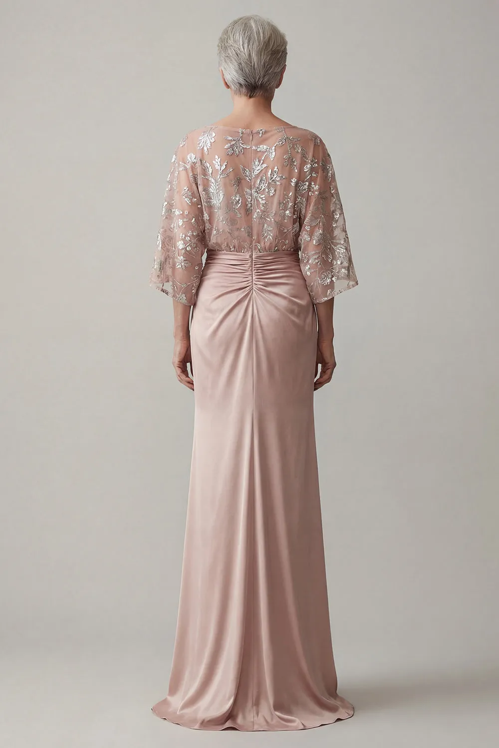 Blush Bateau Neck Floral Sparkly Beaded Mermaid Long Mother of the Bride Dress sold by Zapaka product image thumbnail 2