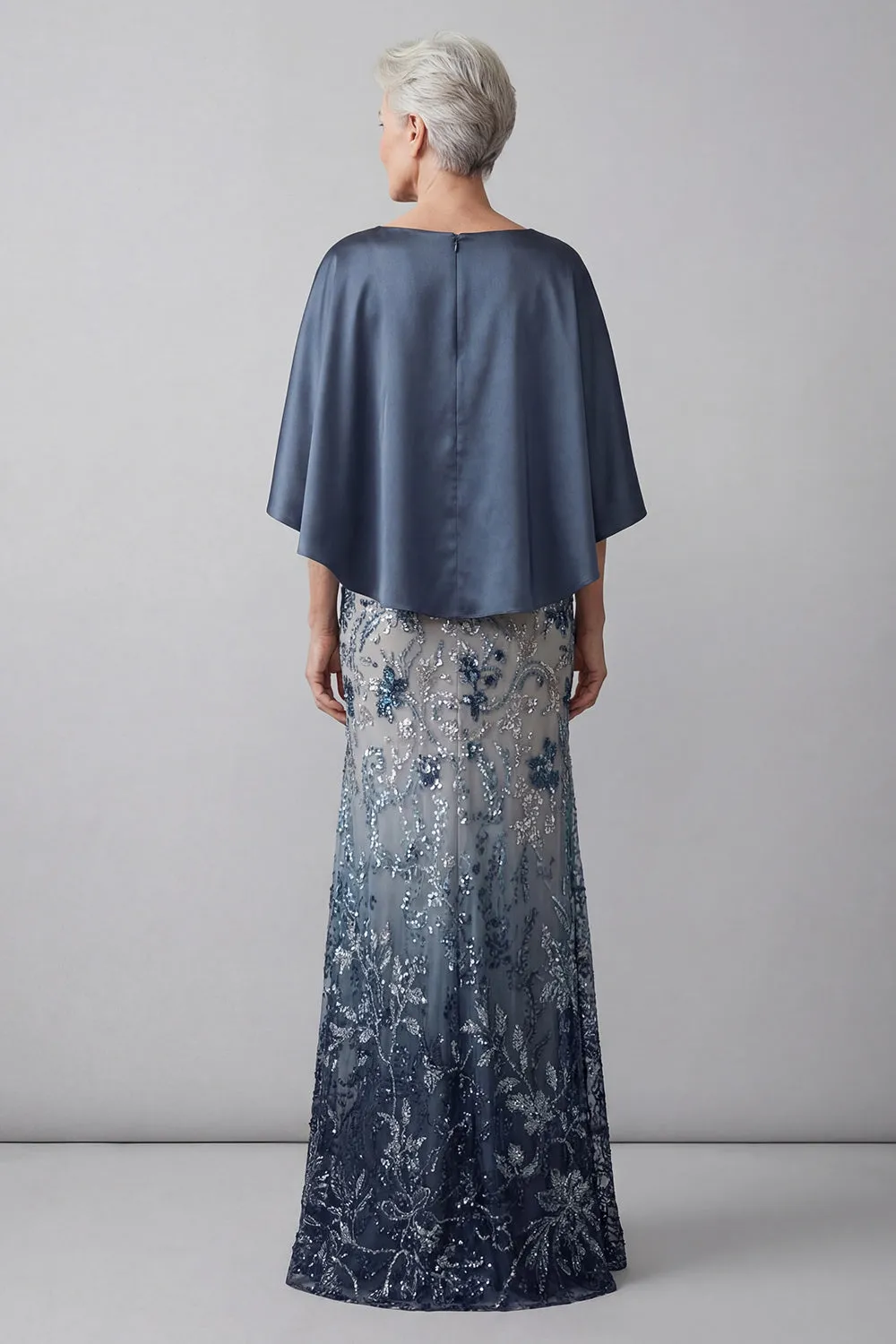 Sparkly Mermaid Long Floral Navy Sequin Mother of the Bride Dress sold by Zapaka product image thumbnail 2