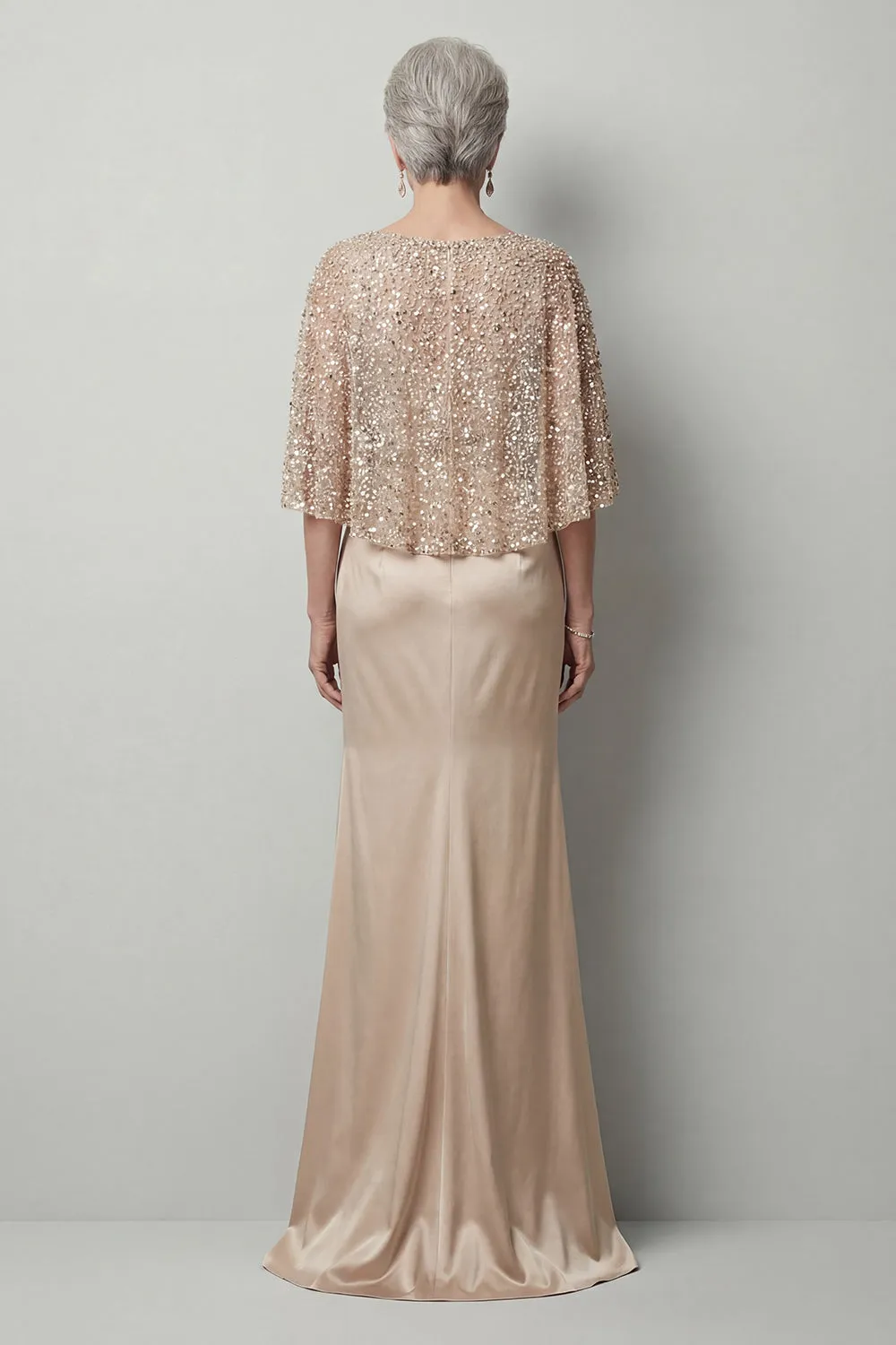 Sparkly Sequin Champagne Long Mermaid Mother of the Bride Dress with Pockets sold by Zapaka product image thumbnail 2