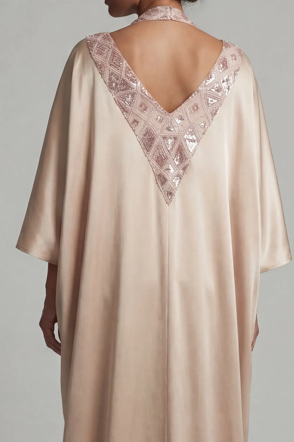 Satin Champagne Halter Neck Sheath Sequins Mother Of the Bride Dress with Slit sold by Zapaka product image thumbnail 5