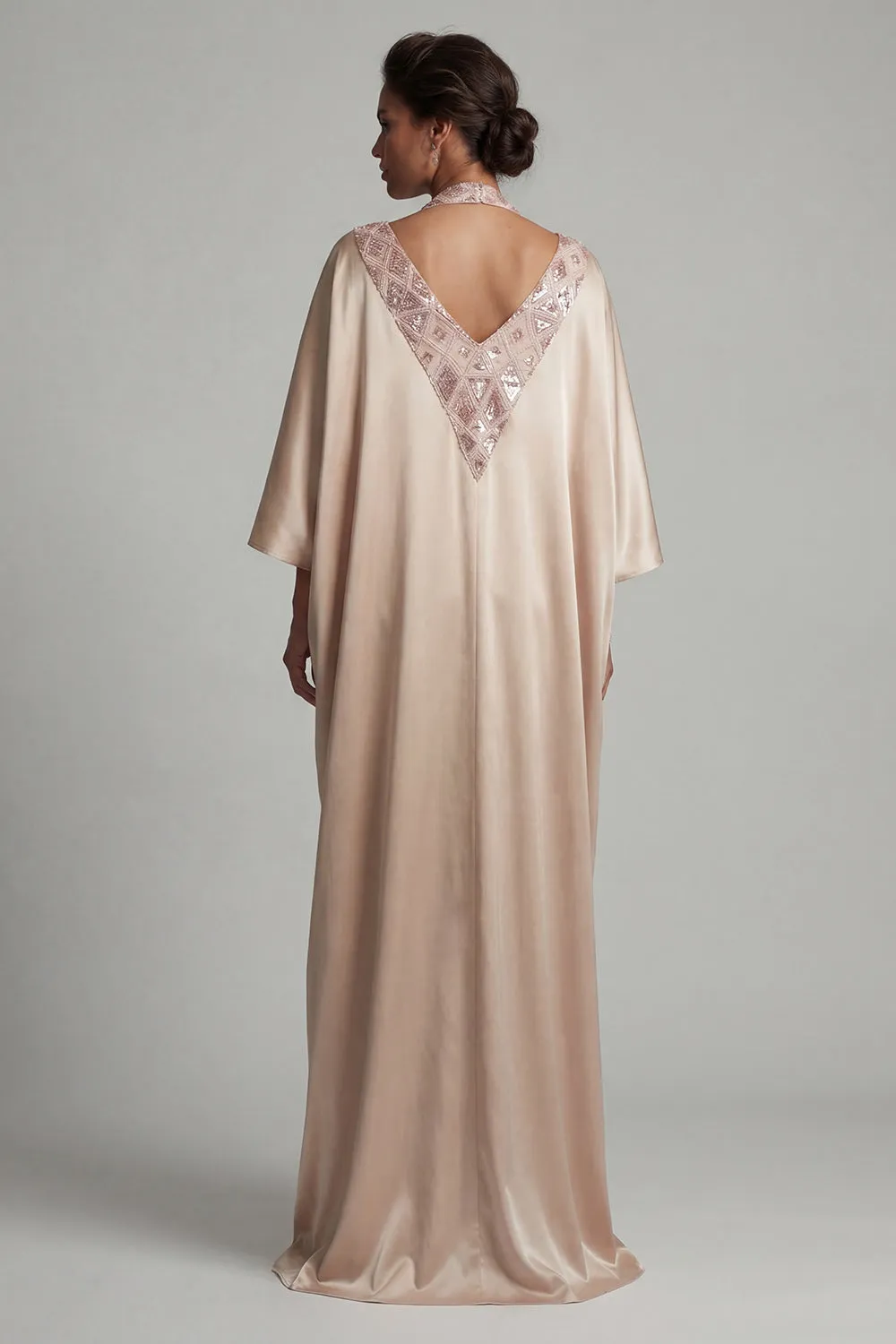 Satin Champagne Halter Neck Sheath Sequins Mother Of the Bride Dress with Slit sold by Zapaka product image thumbnail 2