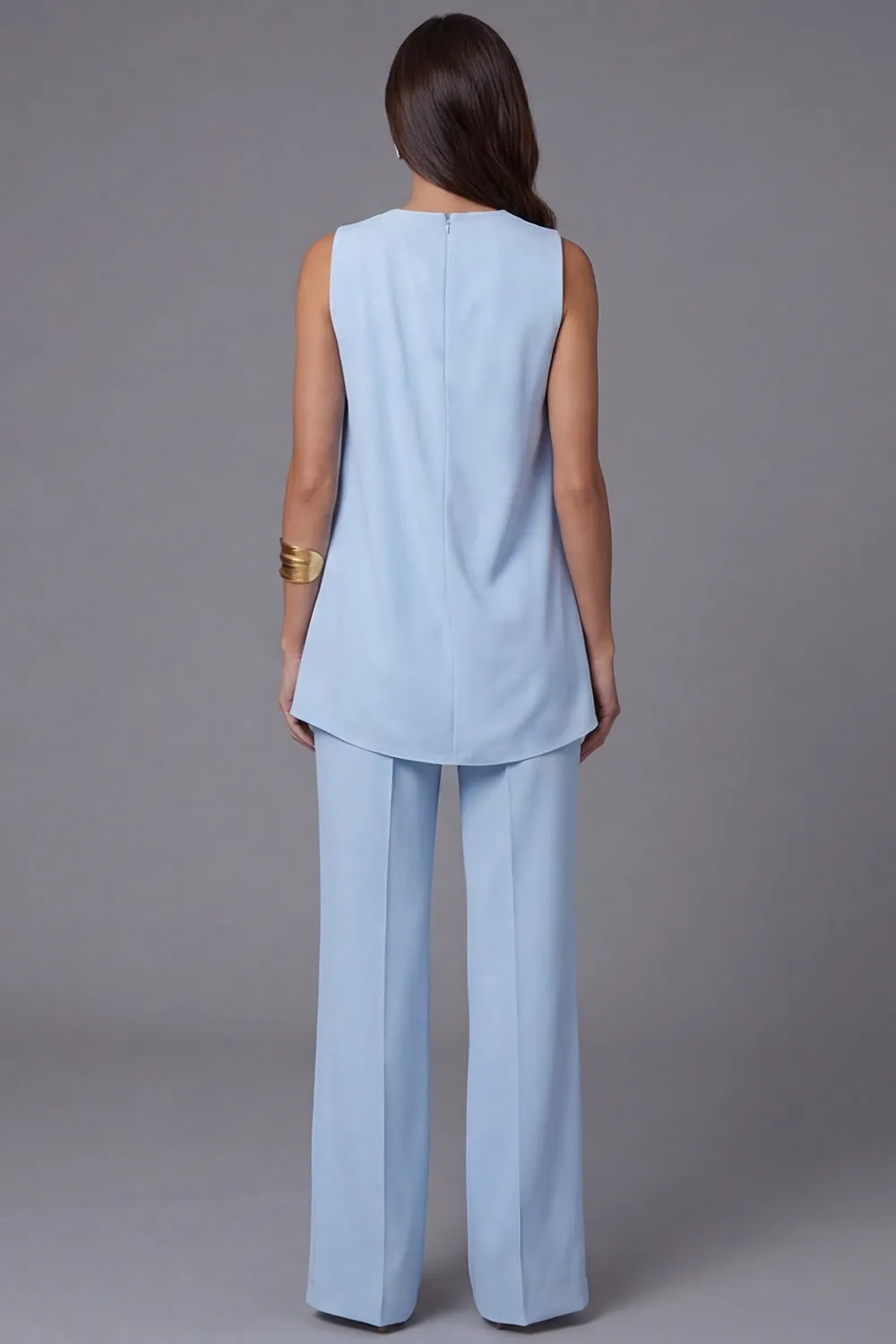 2 Piece Sky Blue Sleeveless Work Suits sold by Zapaka product image thumbnail 2