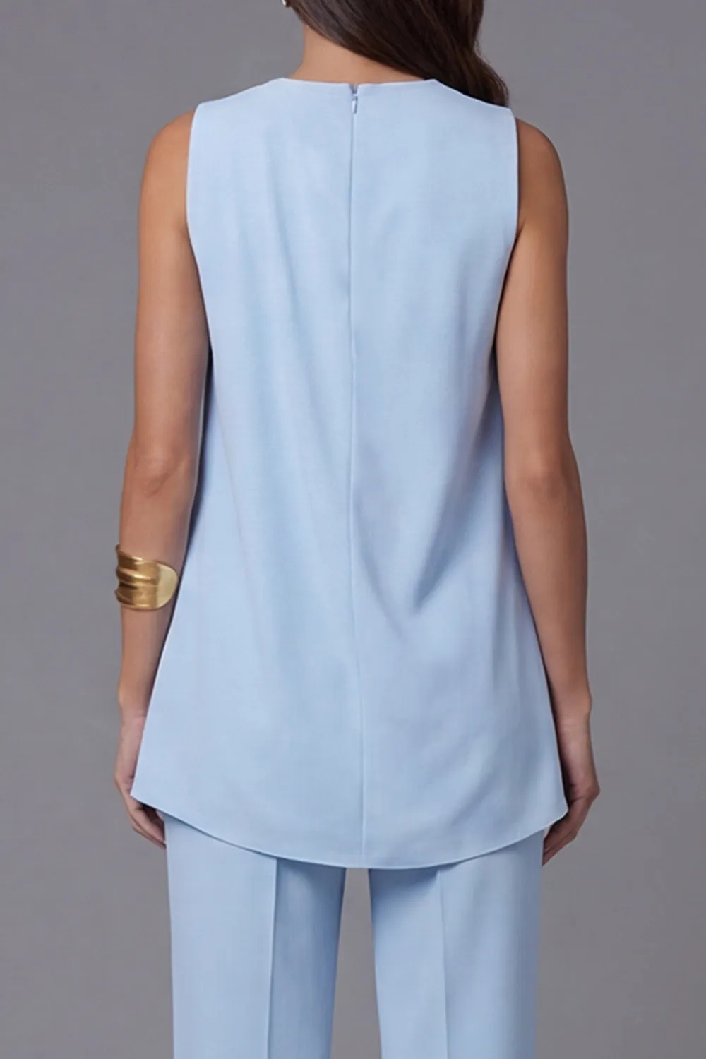 2 Piece Sky Blue Sleeveless Work Suits sold by Zapaka product image thumbnail 4