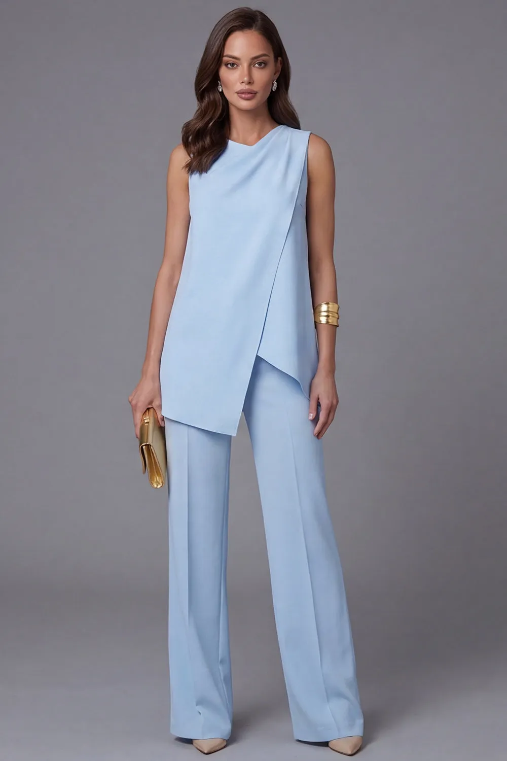 2 Piece Sky Blue Sleeveless Work Suits sold by Zapaka