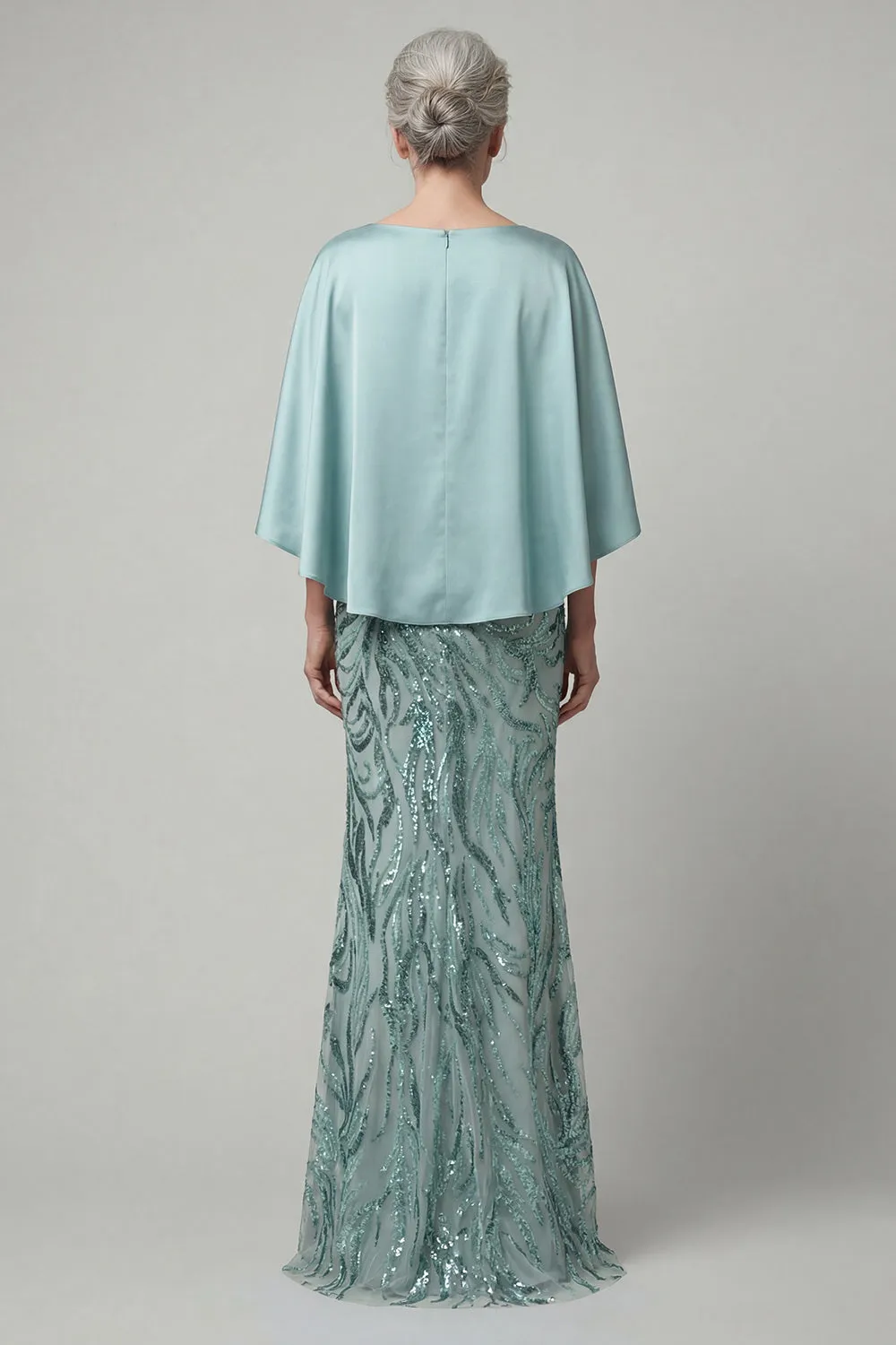 Sparkly Mermaid Blue Sequin Long Mother of the Bride Dress sold by Zapaka product image thumbnail 2
