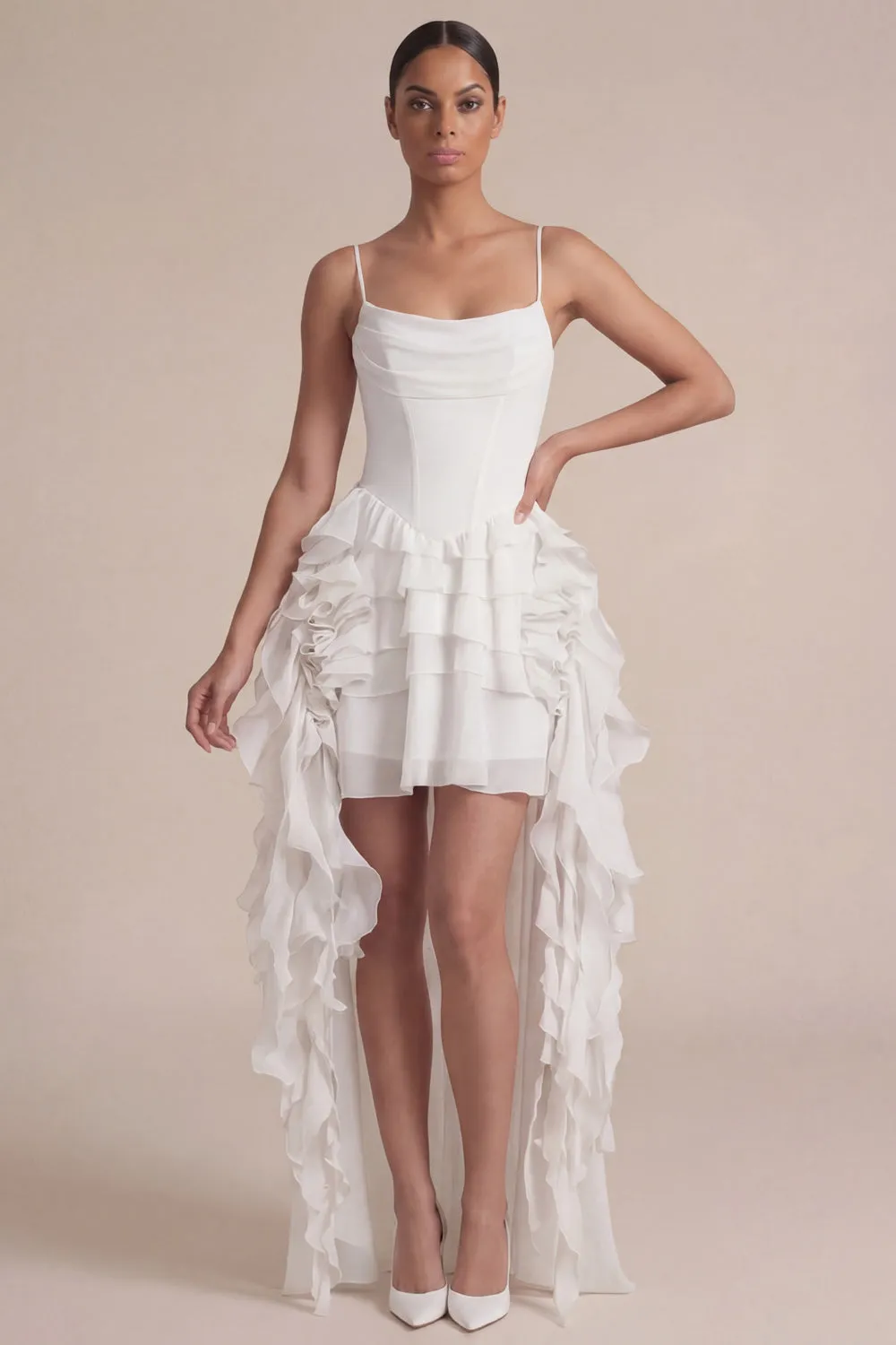 Pink Corset A Line Tiered Ruffle Mini Dress sold by Zapaka product image thumbnail 5