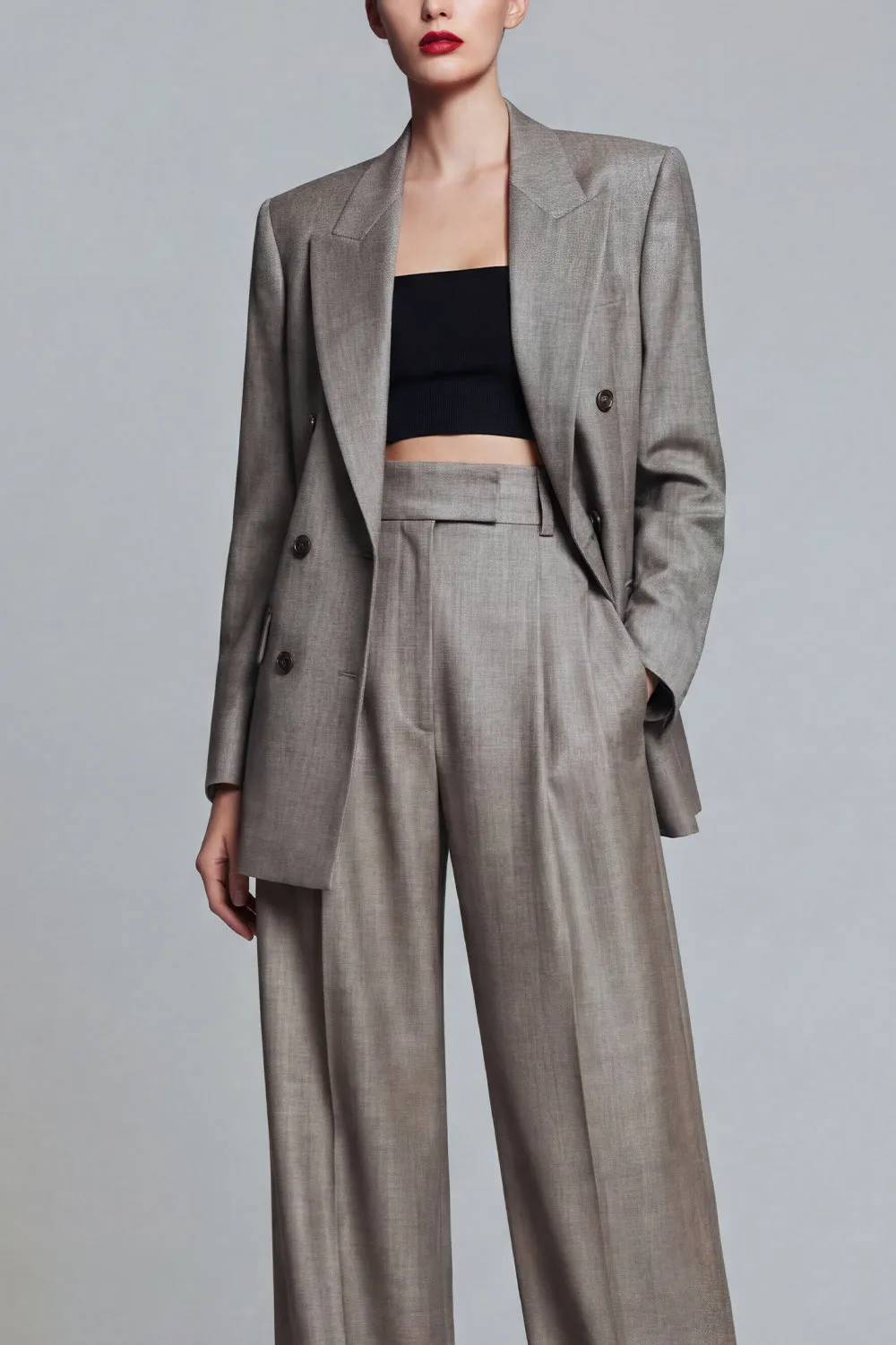 Grey Peak Lapel 2 Piece Double Breasted Work Suits sold by Zapaka product image thumbnail 3