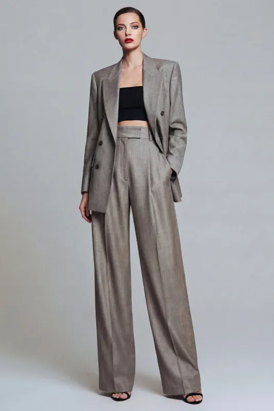 Grey Peak Lapel 2 Piece Double Breasted Work Suits made by Zapaka