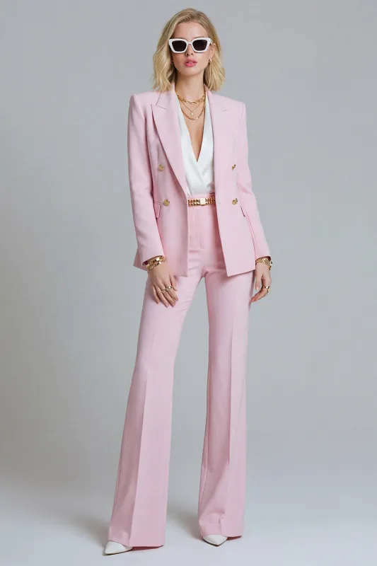 2 Piece Pink Peak Lapel Double Breasted Slim Fit Prom Suits made by Zapaka