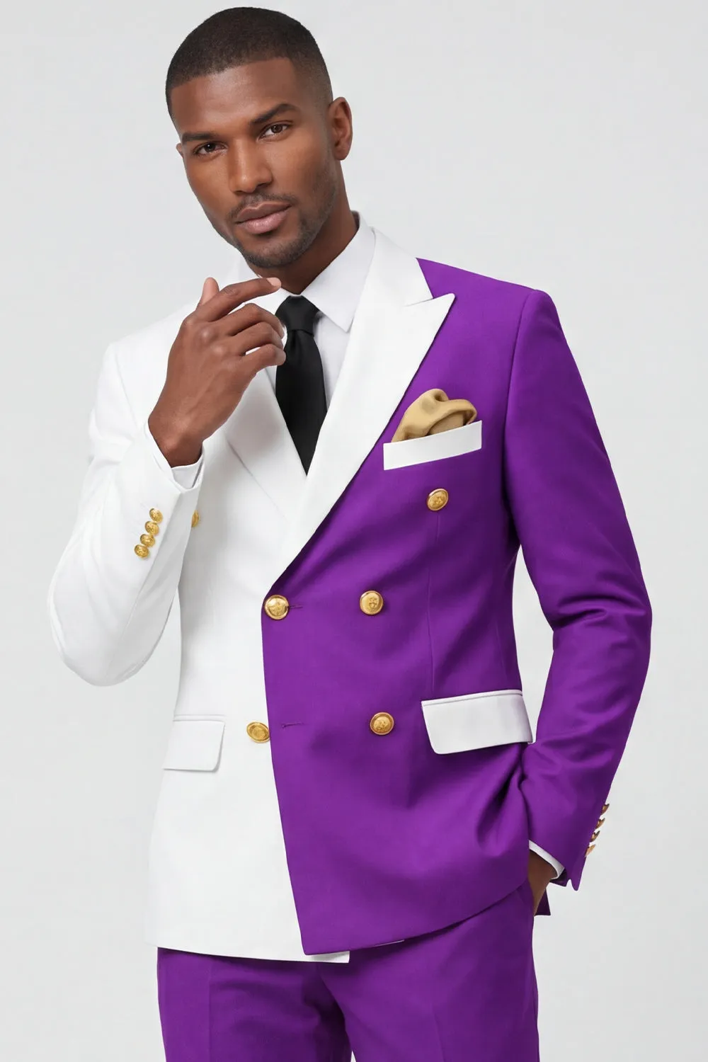Purple 2 Piece Peak Lapel Double Breasted Men's Prom Suits sold by Zapaka product image thumbnail 2