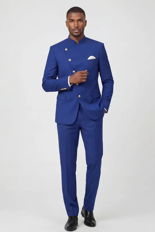 Royal Blue Single Breasted 2 Piece Men's Prom Suits made by Zapaka